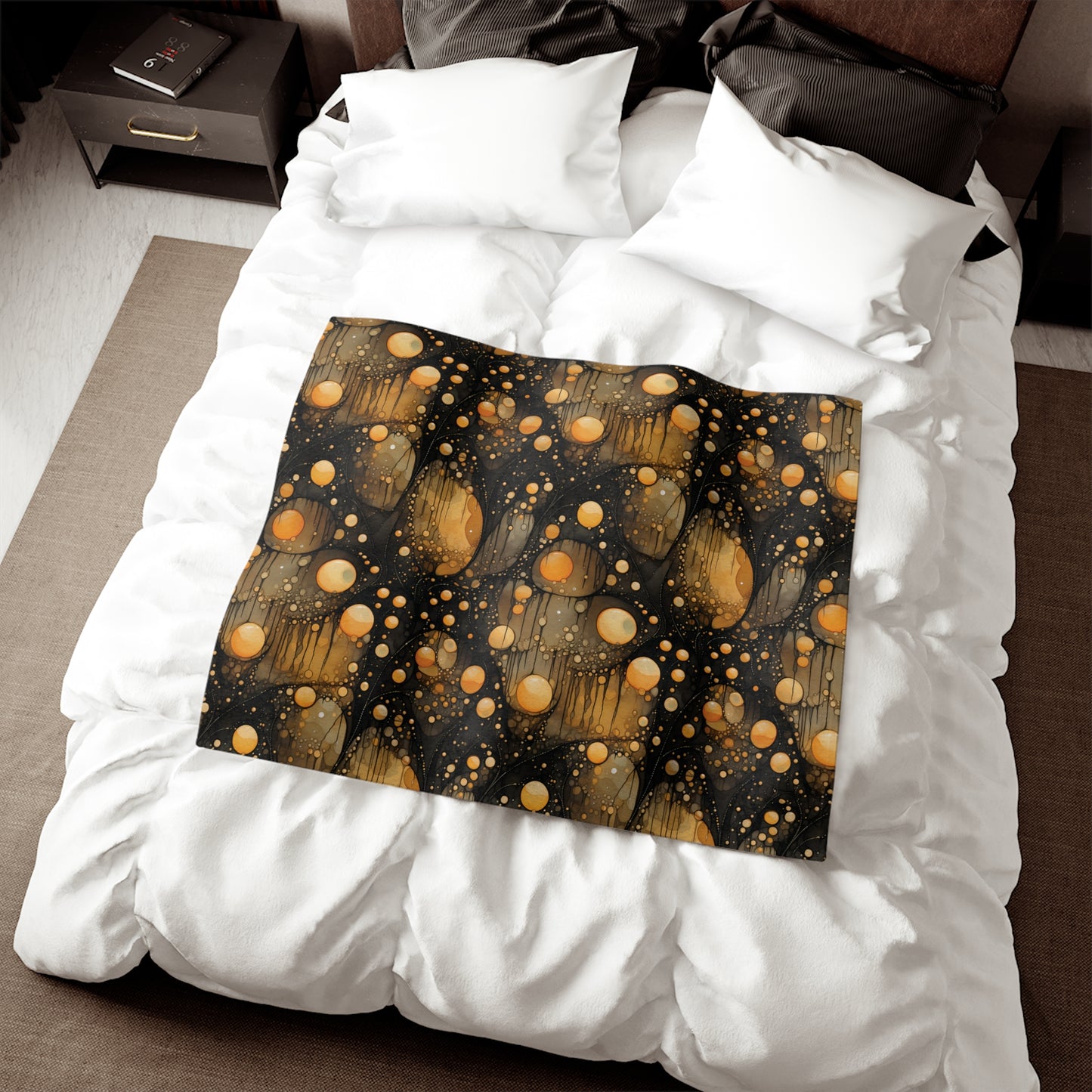 Halloween Yellow Orange Floating Blobs and Dark Sweatshirt Blanket