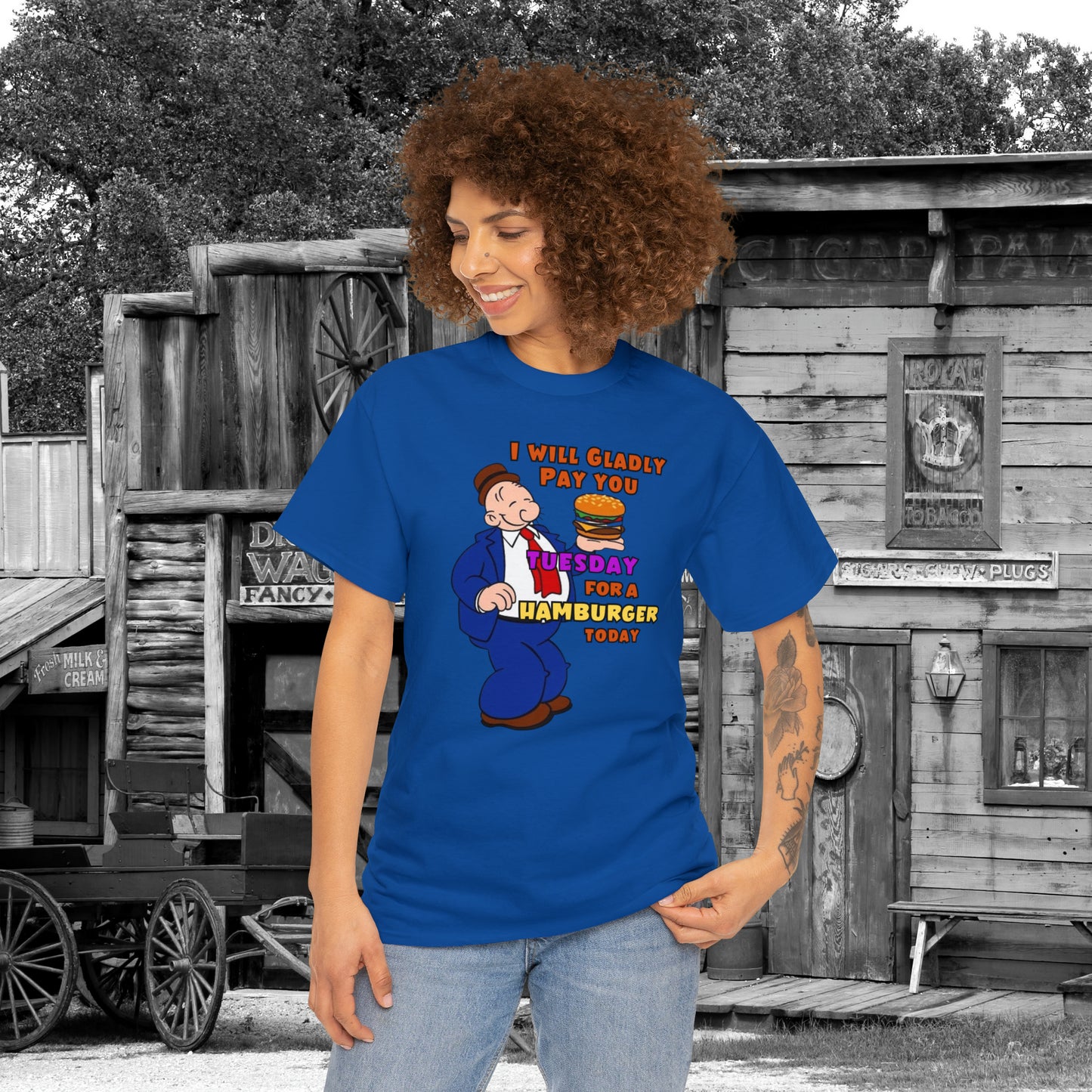 Popeye's Friend Wimpy, I will gladly pay you Tuesday For a Hamburger today Unisex Heavy Cotton Tee