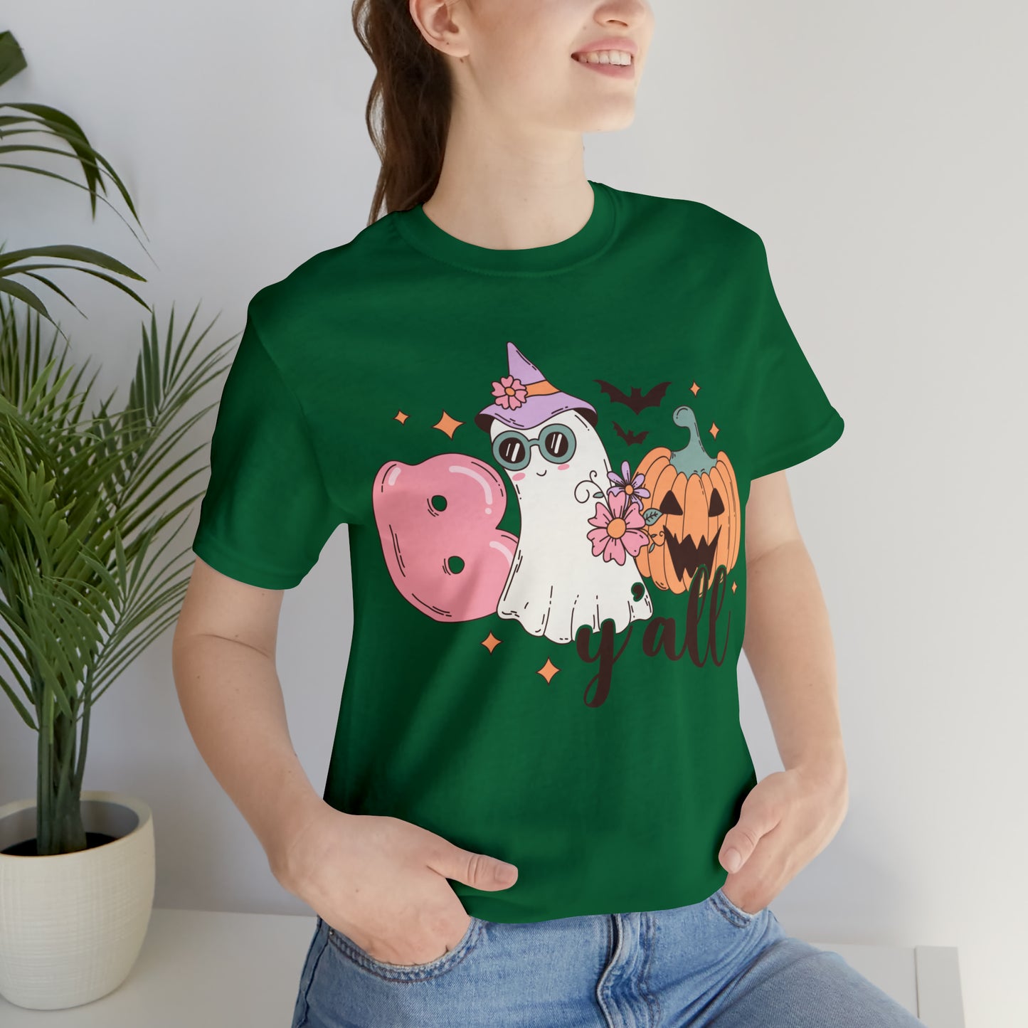 Retro Groovy Boo Y'all Unisex Jersey Short Sleeve Tee Halloween Gifts for Her Gifts for Him