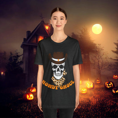 Howdy Ghoul Skeleton Sheriff Retro Halloween Unisex Jersey Short Sleeve Tee Gifts for her