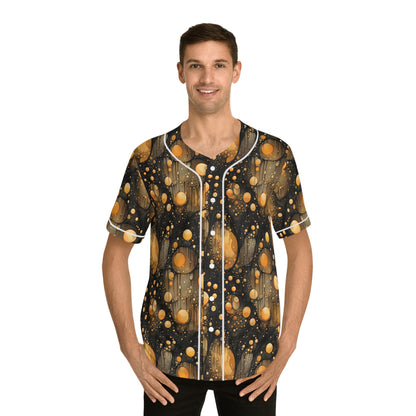 Halloween Orange Yellow Flying Orbs Men's Baseball Jersey (AOP)