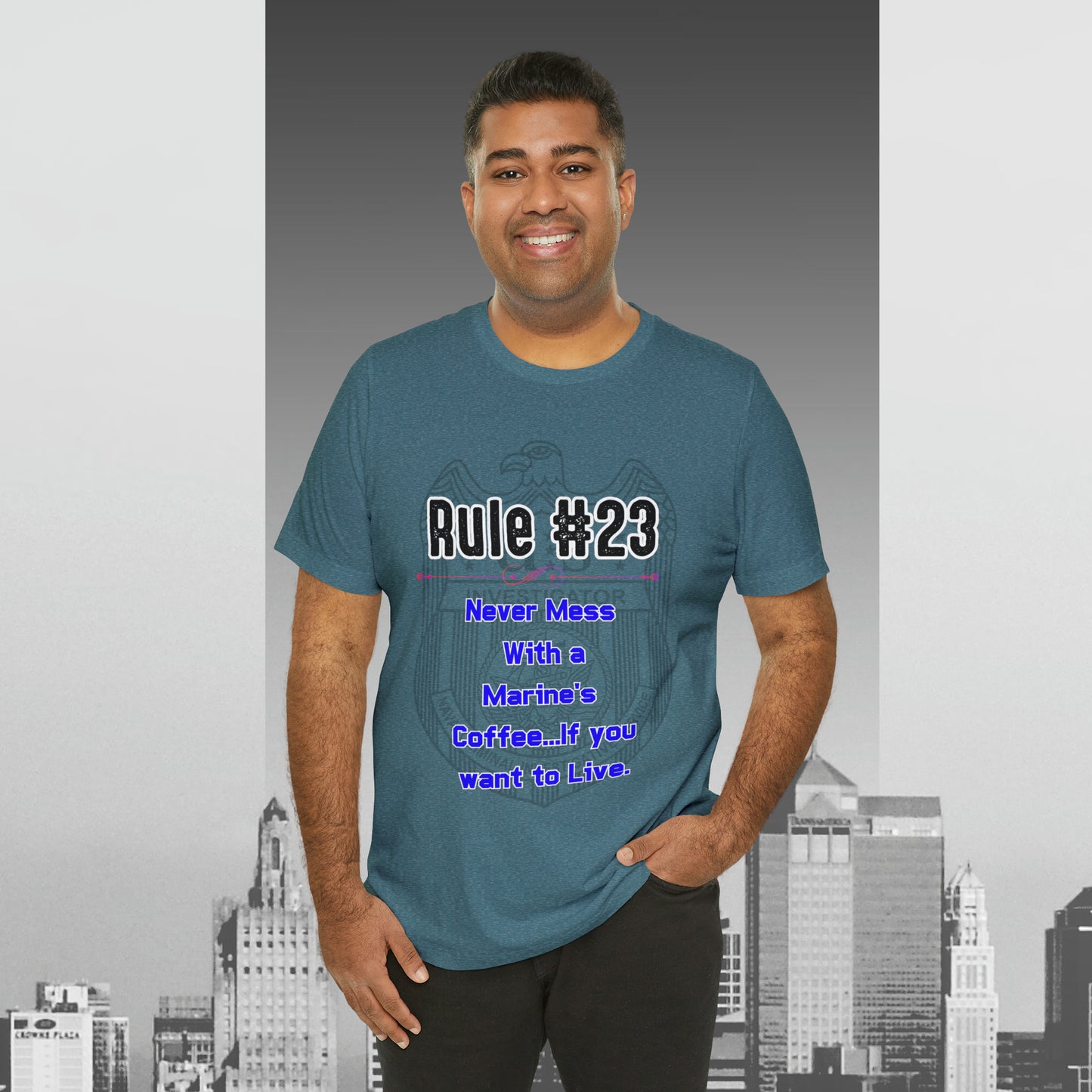 Rules of Gibbs #23 Never Mess with a Marine's Coffee Unisex Jersey Short Sleeve Tee