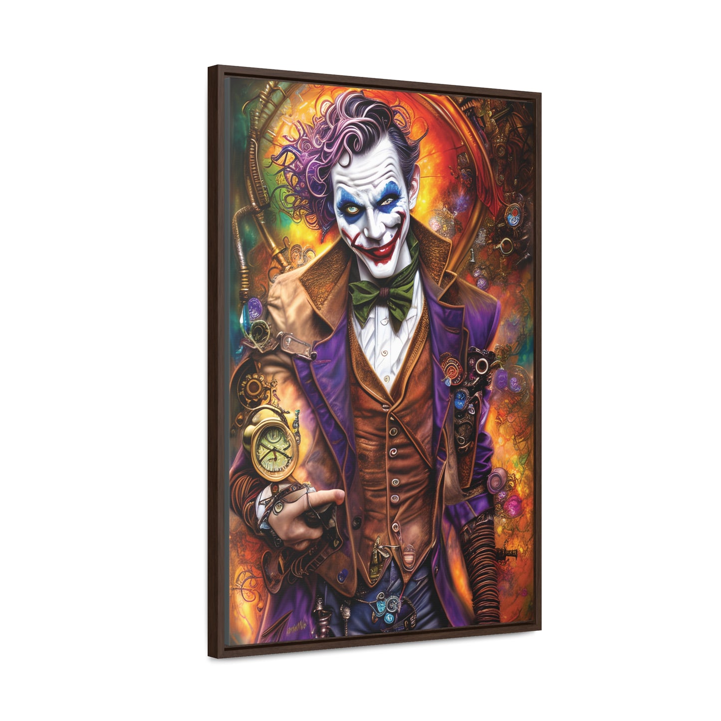 Steampunk-Joker-Hearts-Tribal-Fractal Gallery Canvas Wraps, Vertical Frame