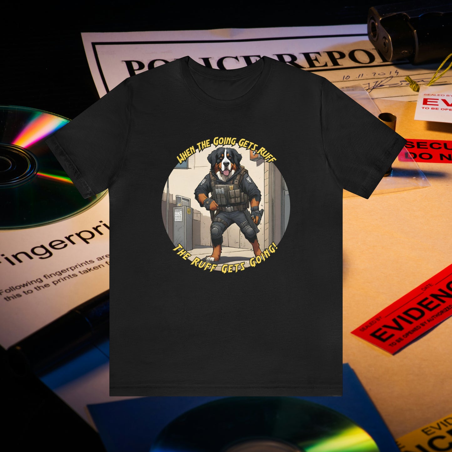 Bernese Mountain Dog SWAT Unisex Jersey T-shirt - When the Going Gets Ruff, the Ruff Get Going