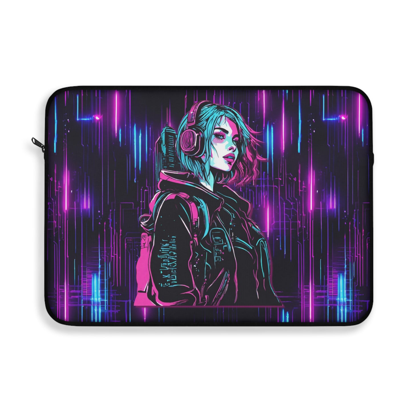 Laptop Sleeve - Neon Futuristic Lights Cyberpunk Girl