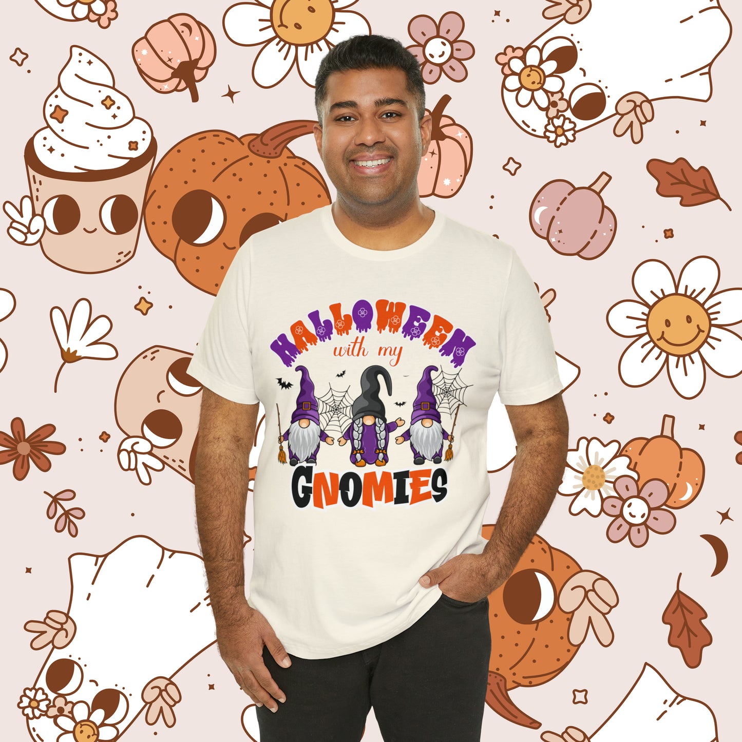 Halloween with my Gnomies Unisex Jersey Short Sleeve Tee Gifts for Him Gifts for Her