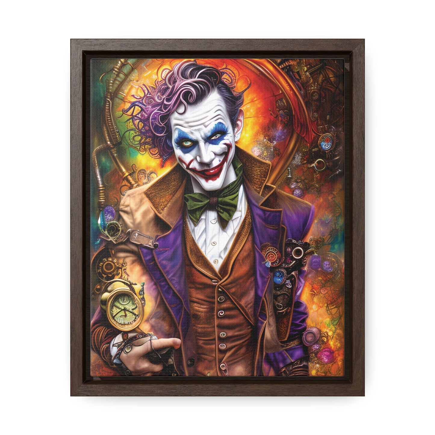 Steampunk-Joker-Hearts-Tribal-Fractal Gallery Canvas Wraps, Vertical Frame