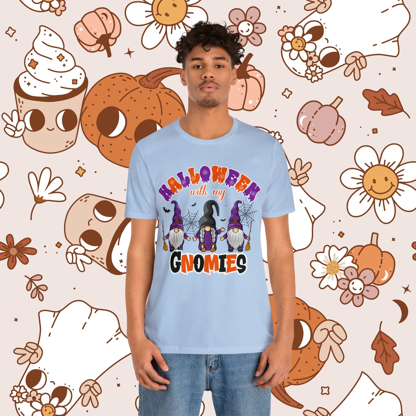 Halloween with my Gnomies Unisex Jersey Short Sleeve Tee Gifts for Him Gifts for Her