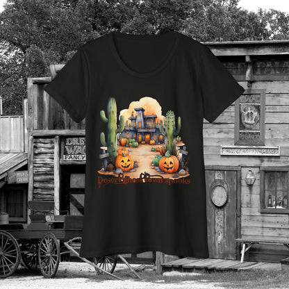 Desert Ghost Town Spooks Western Halloween Women's Organic Short Sleeve T-Shirt Gifts for Her