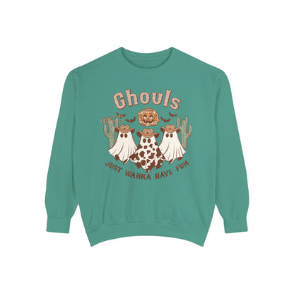 Ghouls Just Wanna Have Fun Western Halloween Unisex Garment-Dyed Sweatshirt