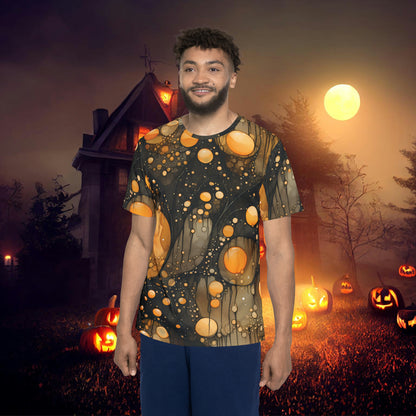 Halloween Yellow Orange Floating Blobs and Dark Streaks Men's Sports Jersey (AOP)