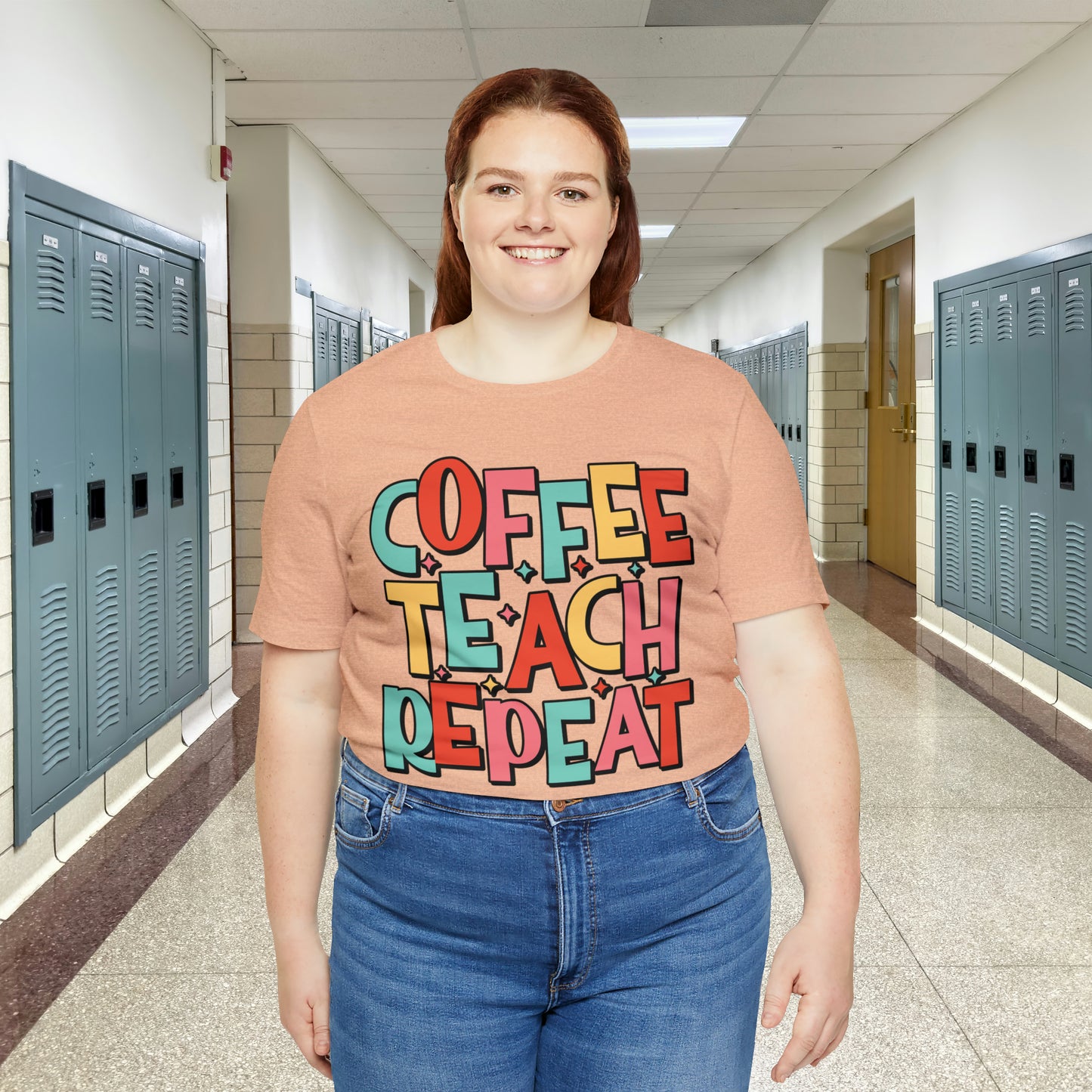 Coffee Teach Repeat Unisex Jersey Short Sleeve Tee