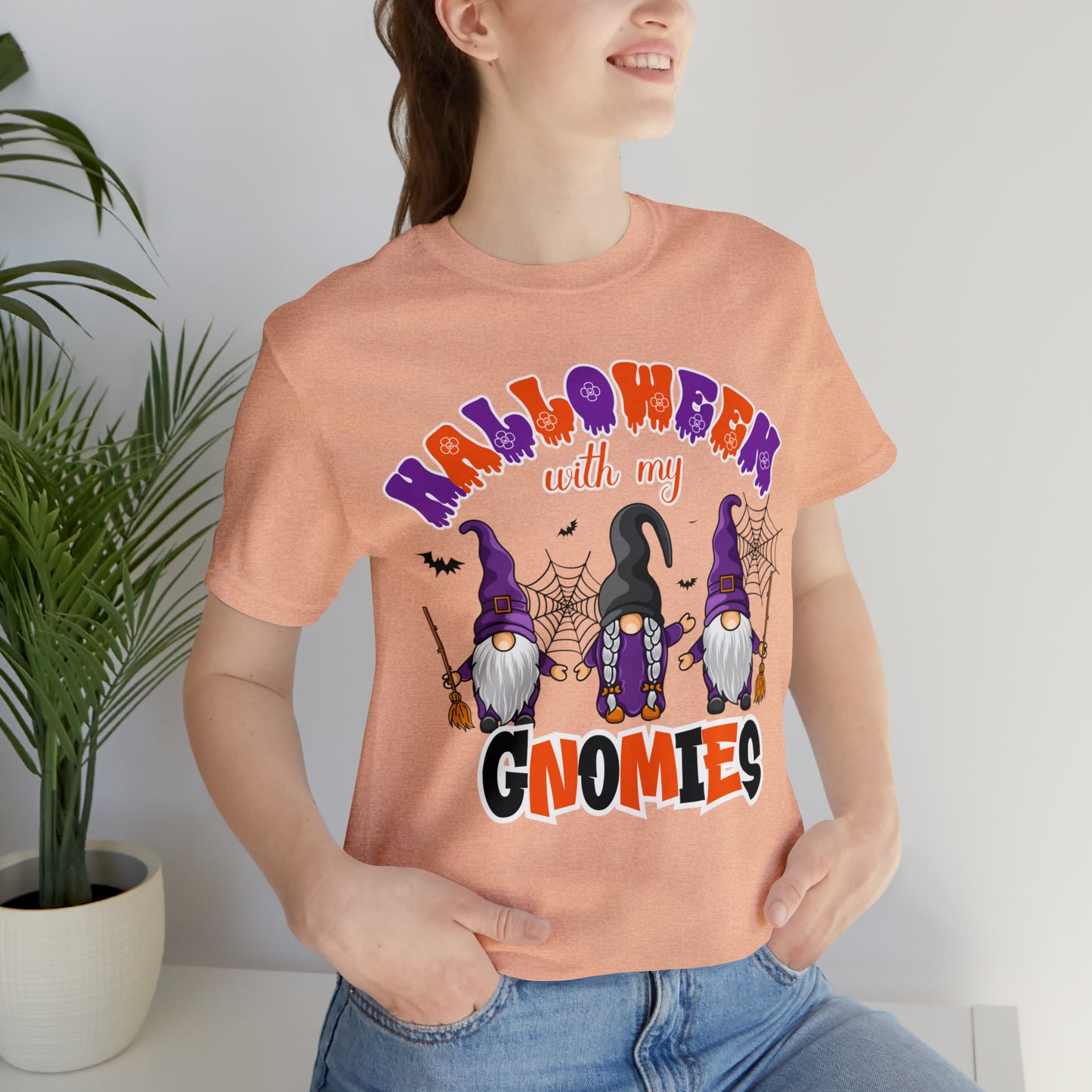 Halloween with my Gnomies Unisex Jersey Short Sleeve Tee Gifts for Him Gifts for Her