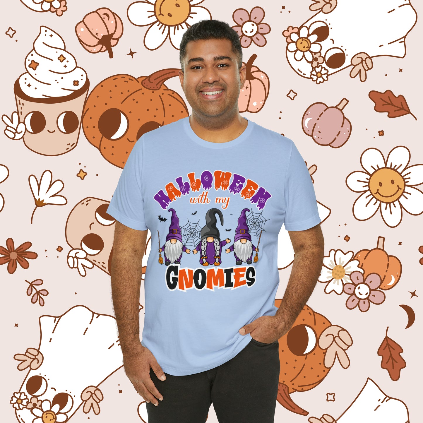 Halloween with my Gnomies Unisex Jersey Short Sleeve Tee Gifts for Him Gifts for Her