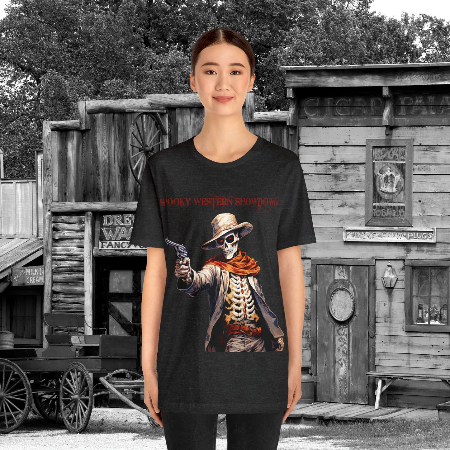 Spooky Western Showdown Western Halloween Unisex Jersey Short Sleeve Tee Gifts For Her Gifts For Him