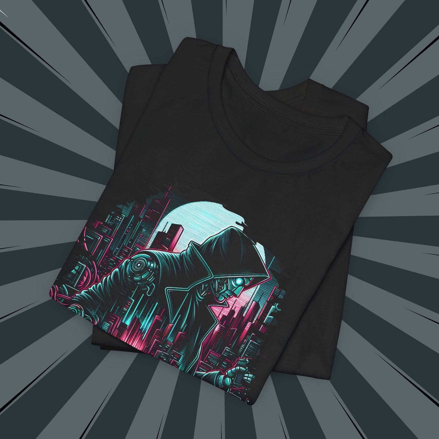 Cyberpunk Graphic Tee, Futuristic Shirt, Unisex Short Sleeve T-Shirt, Retro Sci-Fi Apparel, Streetwear Graphic Top, Geek Fashion Gift