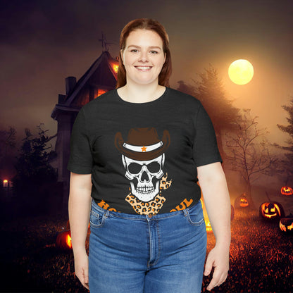 Howdy Ghoul Skeleton Sheriff Retro Halloween Unisex Jersey Short Sleeve Tee Gifts for her