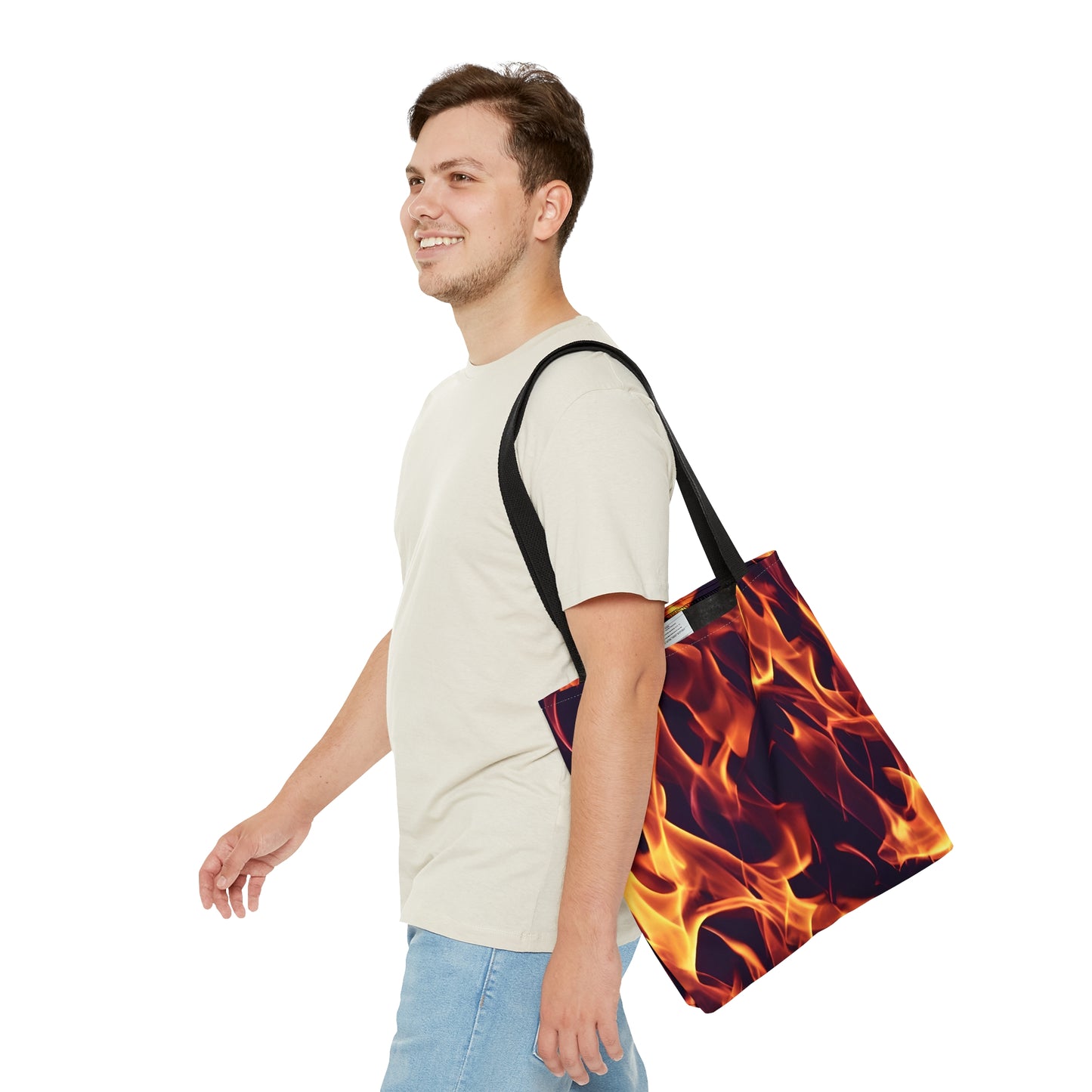 Flames Unleashed: Realistic All Over Print Tote Bag