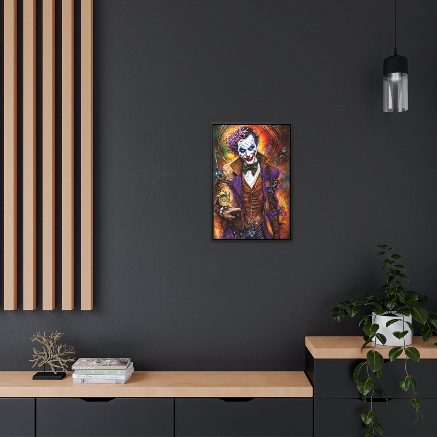 Steampunk-Joker-Hearts-Tribal-Fractal Gallery Canvas Wraps, Vertical Frame