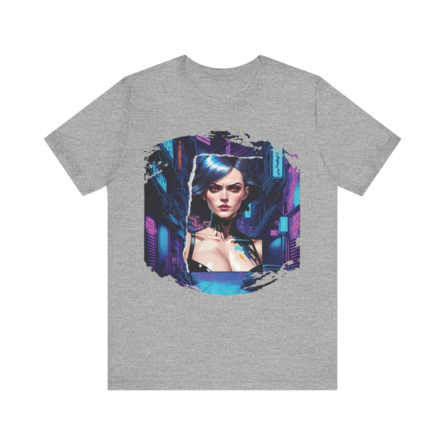 Cyberpunk Girl Unisex Jersey T-Shirt - Futuristic Cityscape Graphic Tee Futuristic Style cyberpunk fashion