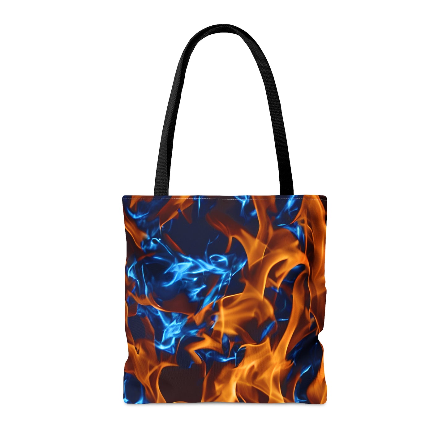 Blue and Orange Flame All Over Print (AOP) Tote Bag - Stylish and Spacious Carry-All