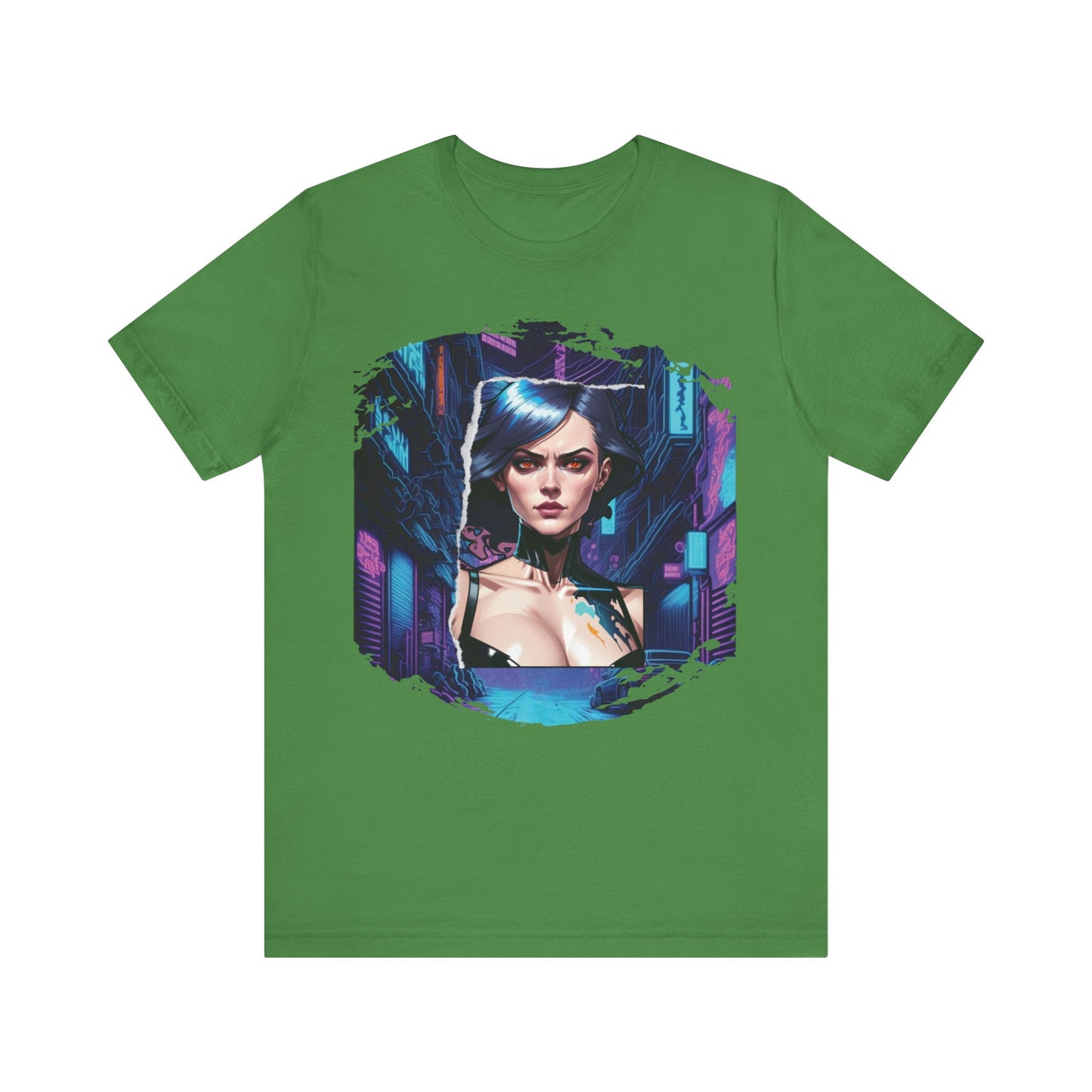 Cyberpunk Girl Unisex Jersey T-Shirt - Futuristic Cityscape Graphic Tee Futuristic Style cyberpunk fashion