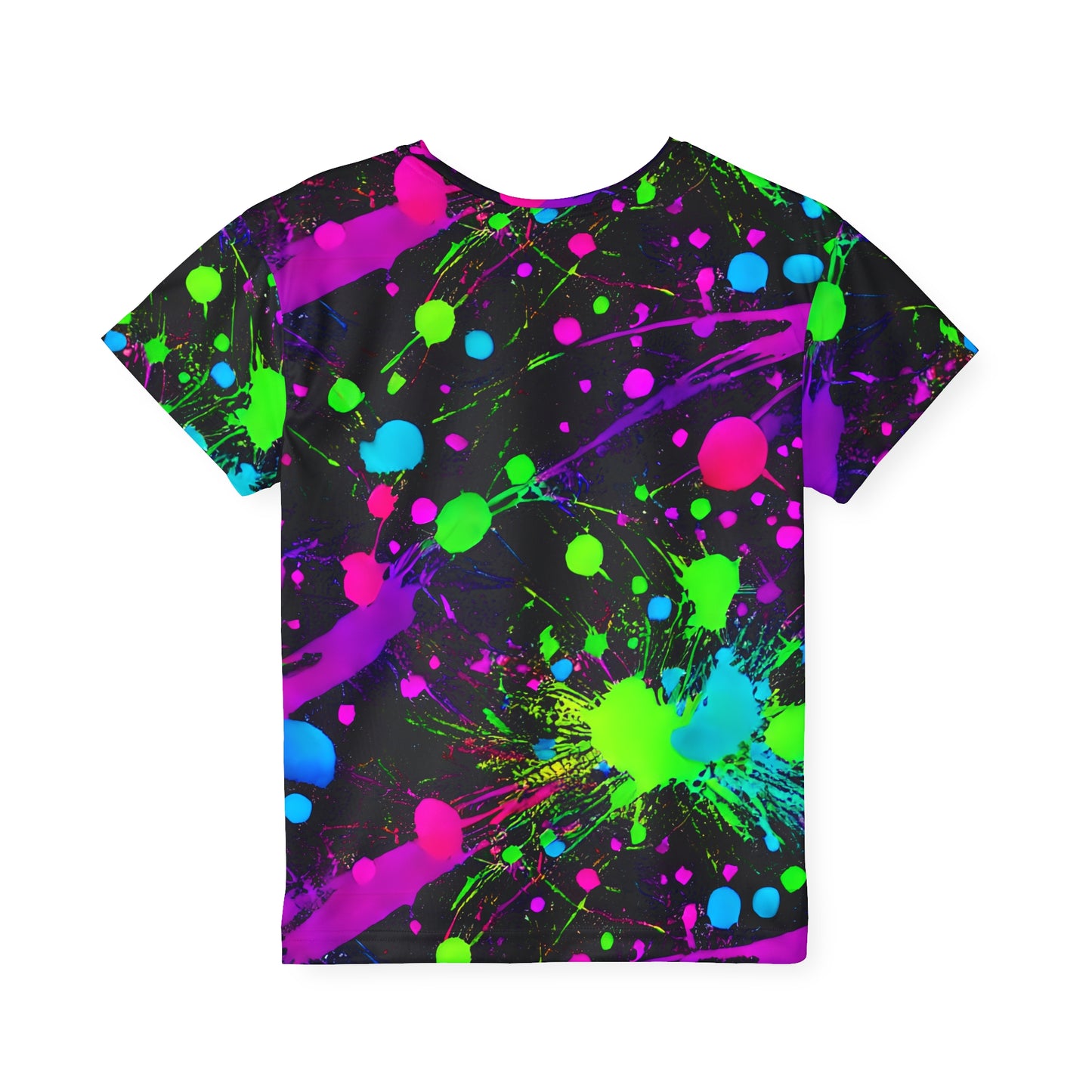 Expressive Play: All Over Print Kid Sport Jersey with Green and Pink Paint Splats