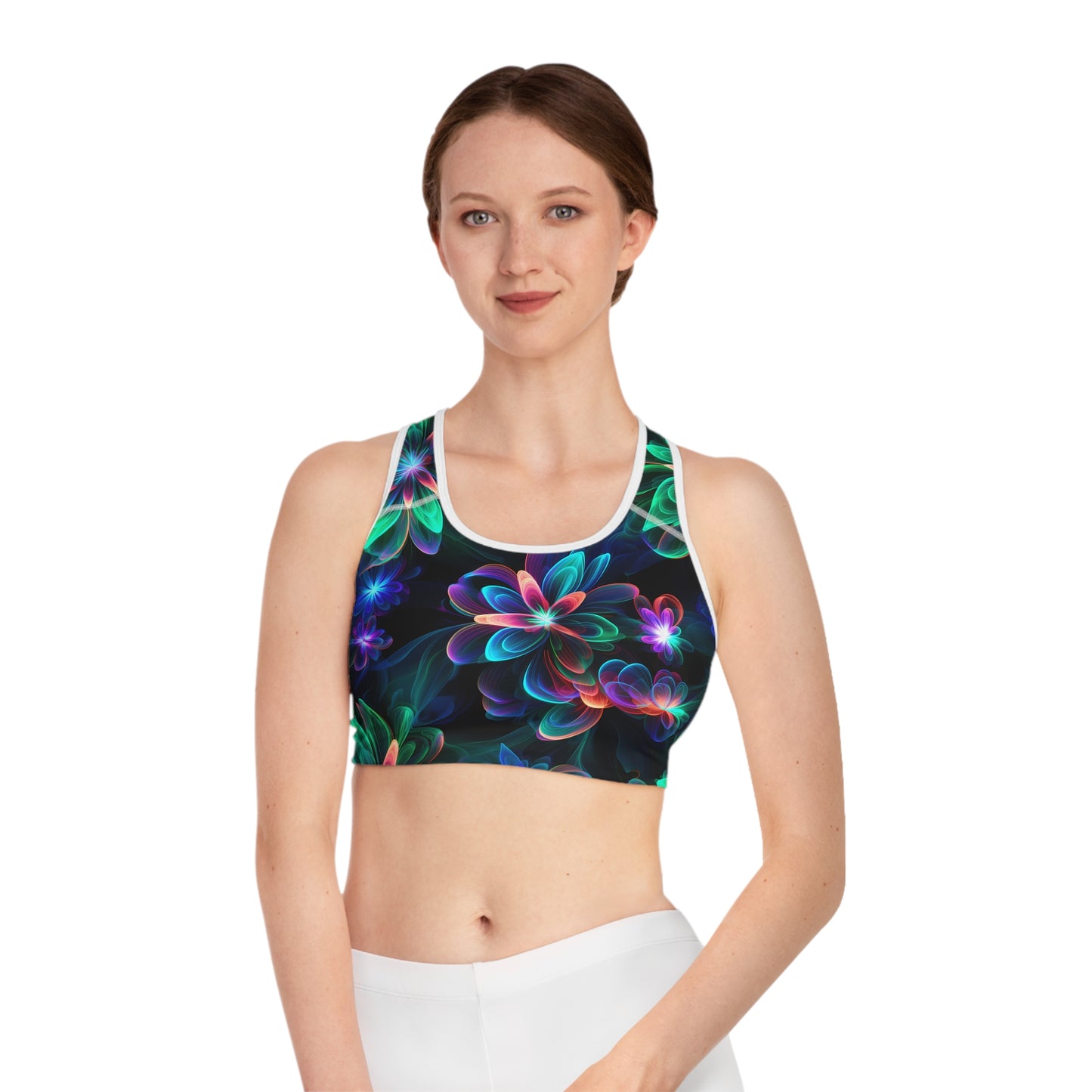 Neon Floral Glow Women's Sports Bra Sports Bra (AOP)