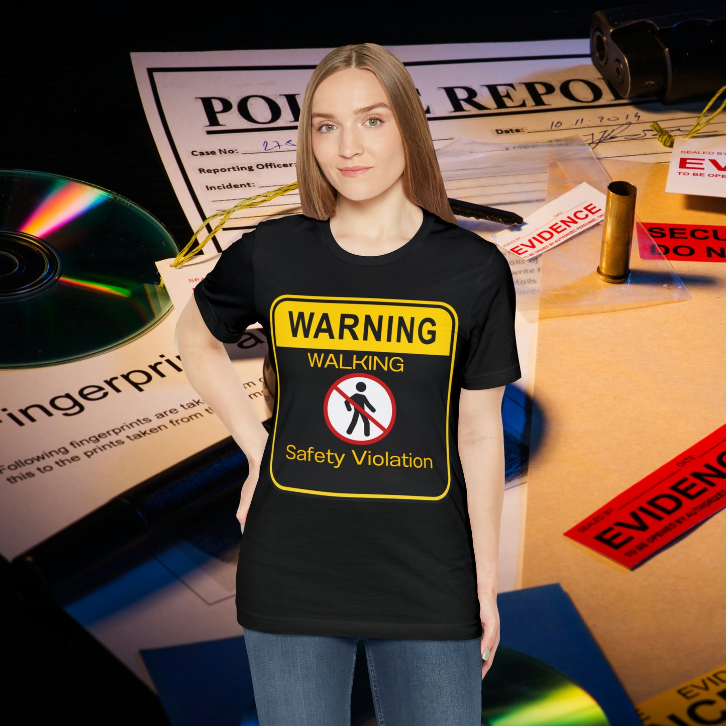 Warning Walking Safety Violation Unisex Jersey Short Sleeve Tee Gifts for Her Gifts For him