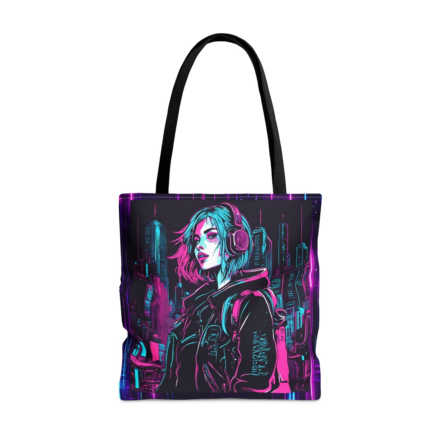 Neon Futuristic Lights Cyberpunk AOP Tote Bag