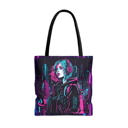 Neon Futuristic Lights Cyberpunk AOP Tote Bag