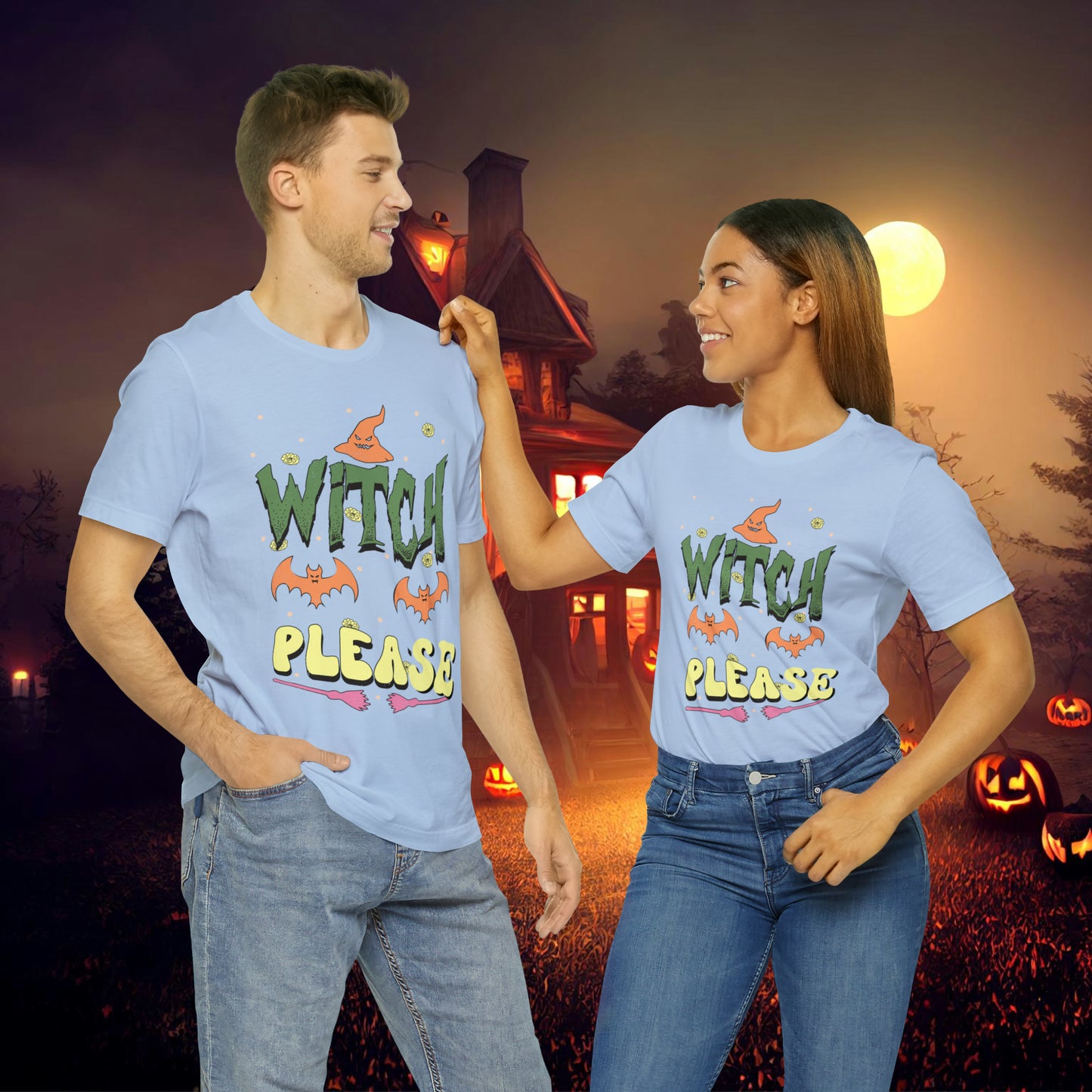 Witch Please Retro Groovy Halloween Unisex Jersey Short Sleeve Tee Gifts for Her Gifts for him