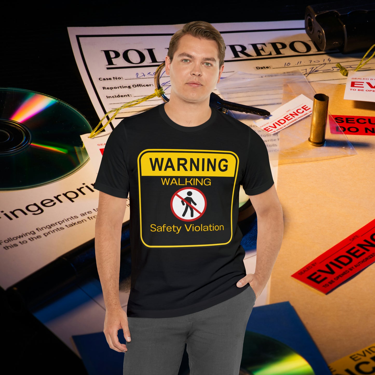 Warning Walking Safety Violation Unisex Jersey Short Sleeve Tee Gifts for Her Gifts For him