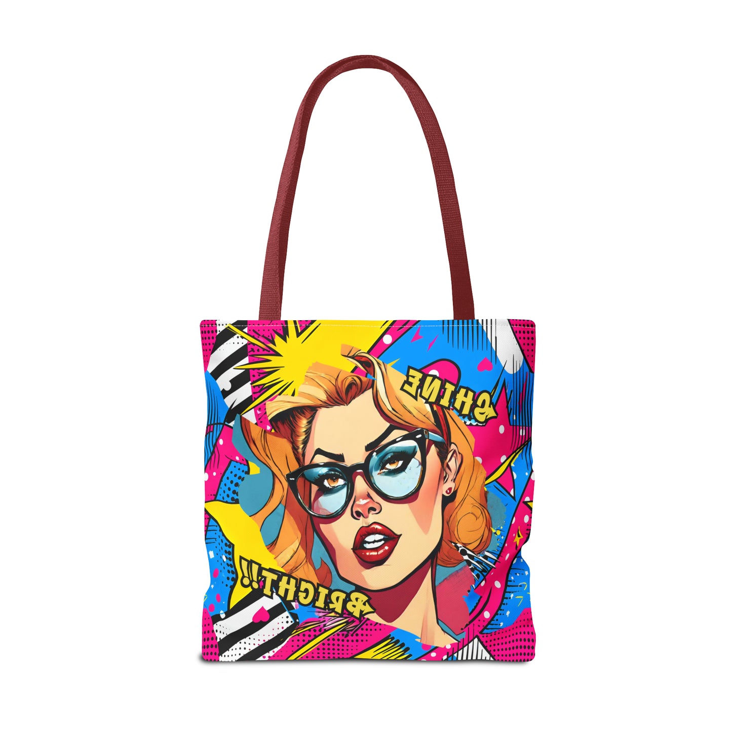 Shine Bright Lady on a Abstract Comic Pop AOP Tote Bag