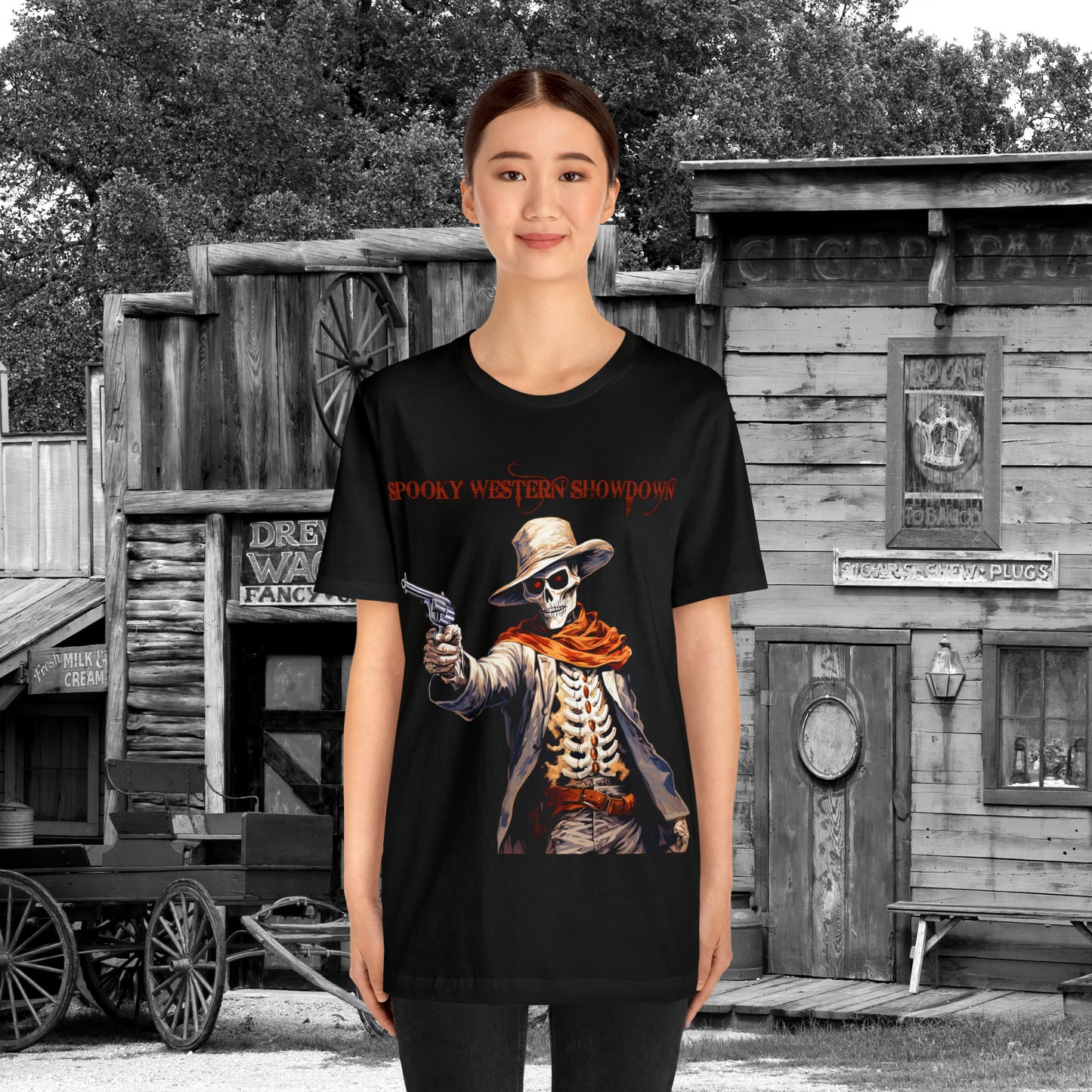 Spooky Western Showdown Western Halloween Unisex Jersey Short Sleeve Tee Gifts For Her Gifts For Him