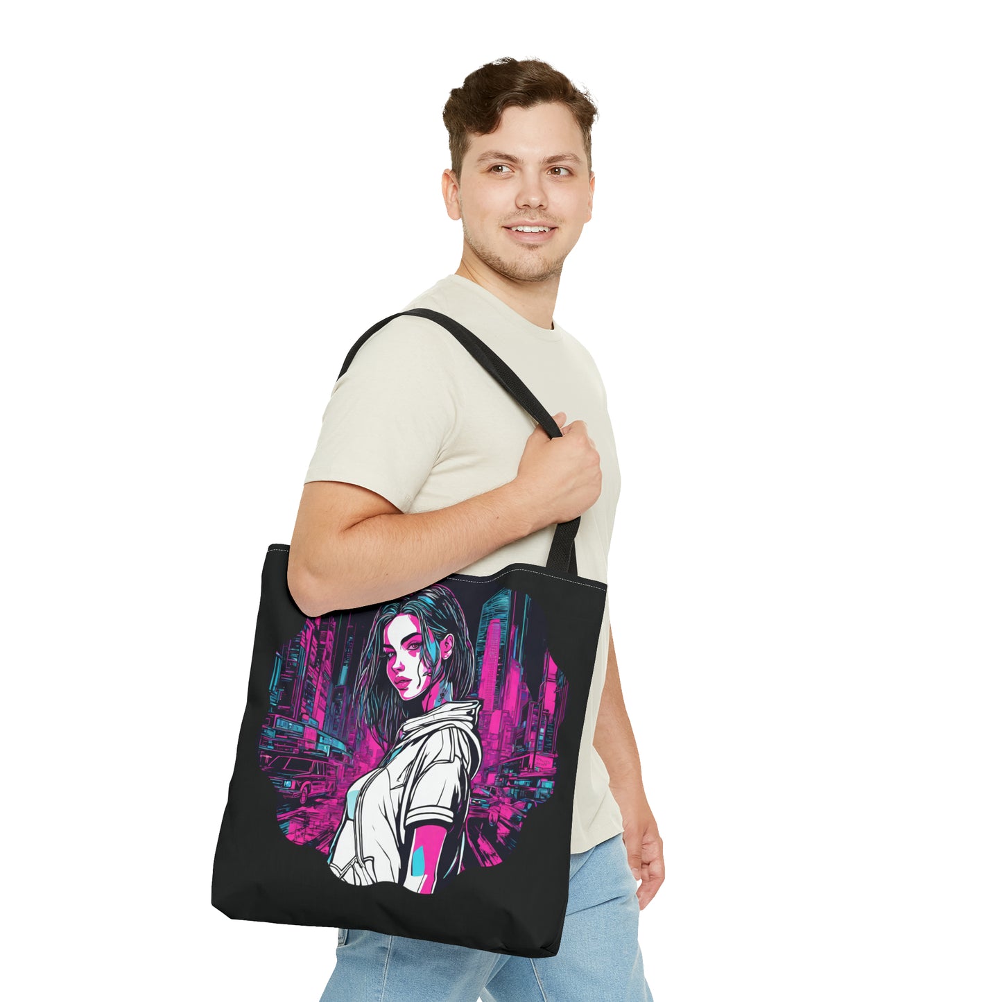 Cyberpunk Chic AOP Tote Bag