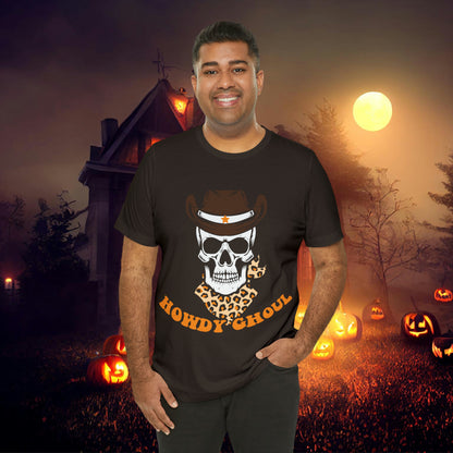 Howdy Ghoul Skeleton Sheriff Retro Halloween Unisex Jersey Short Sleeve Tee Gifts for her