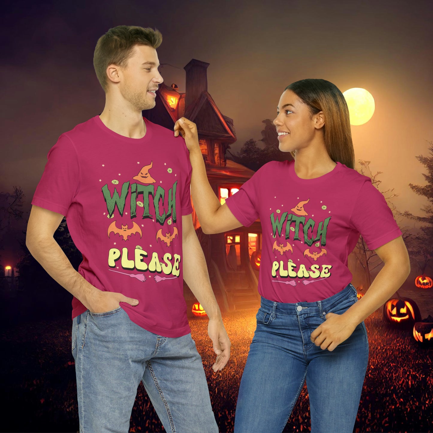 Witch Please Retro Groovy Halloween Unisex Jersey Short Sleeve Tee Gifts for Her Gifts for him