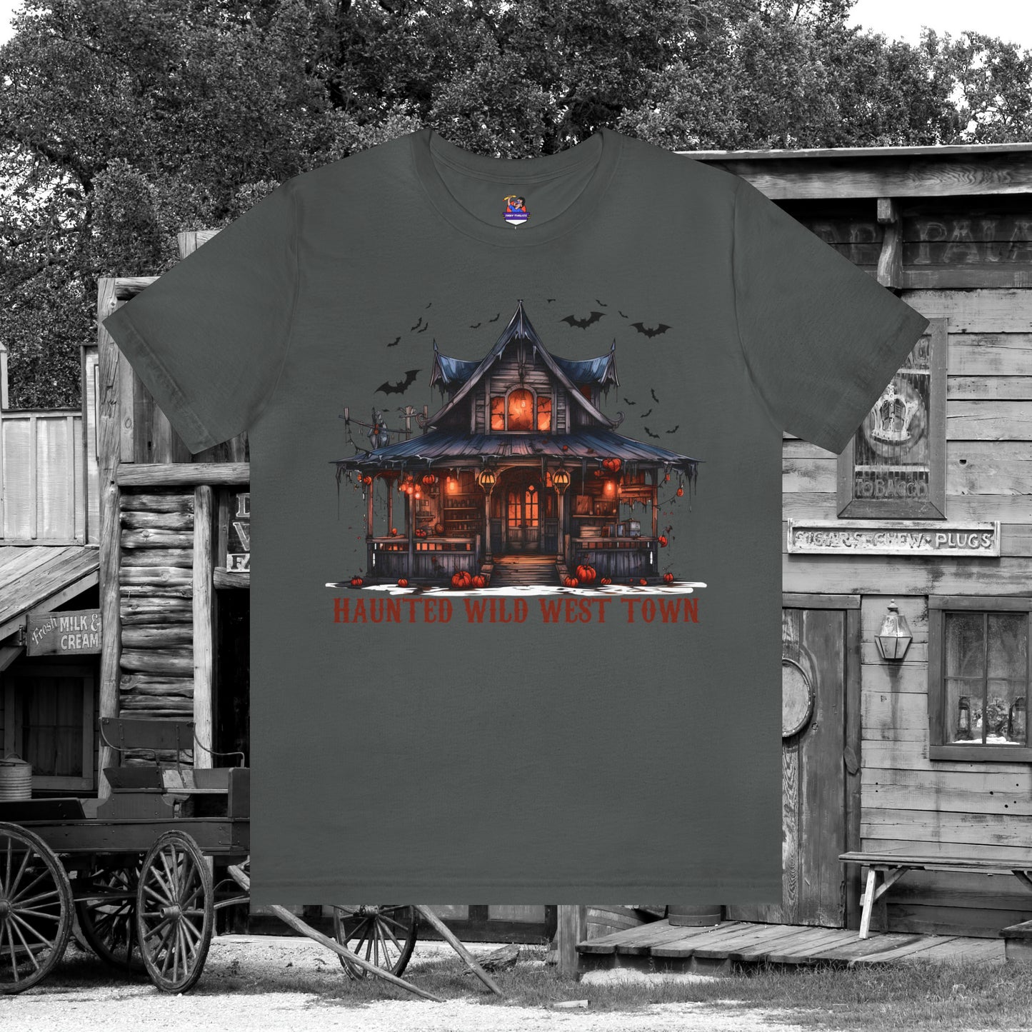 Haunted Wild West Town Halloween Western Unisex Jersey Short Sleeve Tee Gifts for Him Gifts For Her