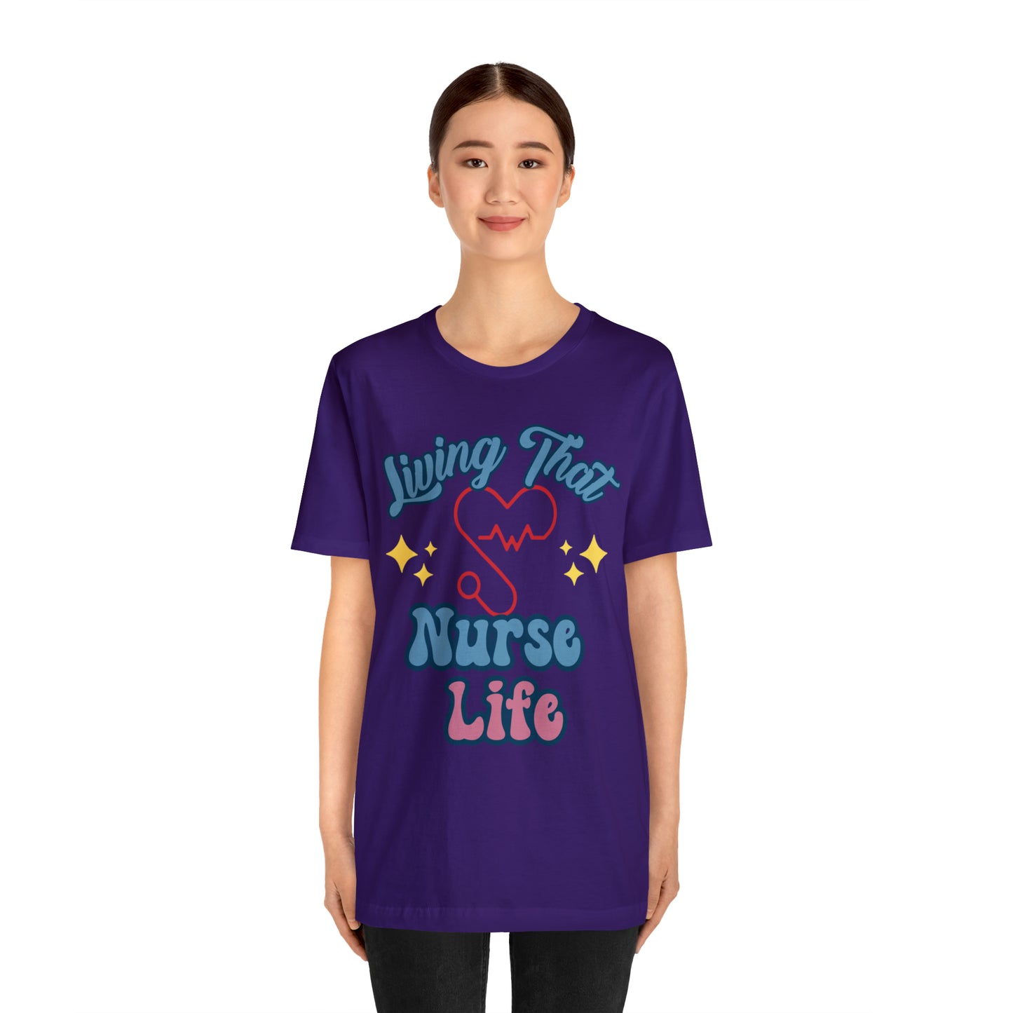 Living the Nurse Life, Comfy and Stylish Nurse T-Shirt:Gift for Medical Professionals and Nursing Students, Various Sizes Available"