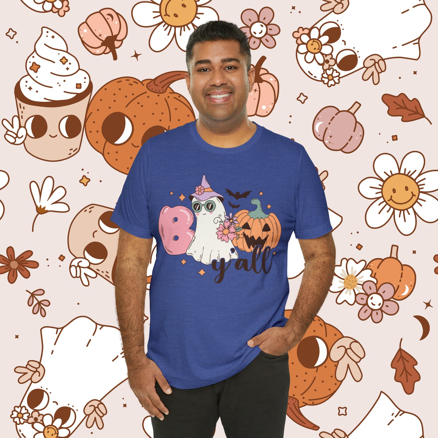 Retro Groovy Boo Y'all Unisex Jersey Short Sleeve Tee Halloween Gifts for Her Gifts for Him