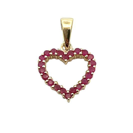Genuine .37ct Ruby Heart Love Pendant 10KT Yellow Gold