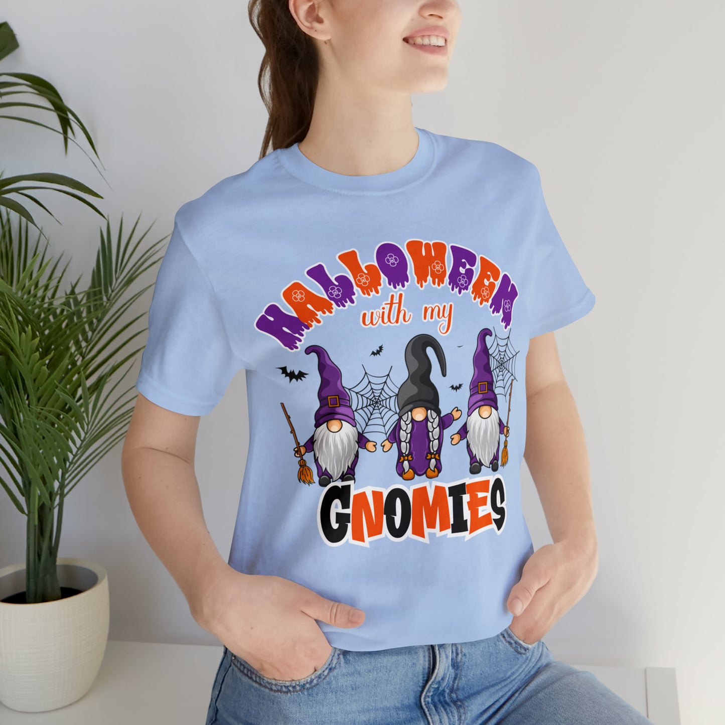 Halloween with my Gnomies Unisex Jersey Short Sleeve Tee Gifts for Him Gifts for Her