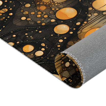 Halloween Yellow Orange Floating Blobs and Dark Area Rugs