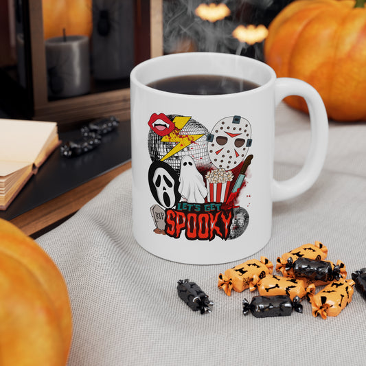 Let's Get Spooky Ghostface, Jason, ghosts Halloween Ceramic 11oz Mug 11oz Gifts for her Gifts for him