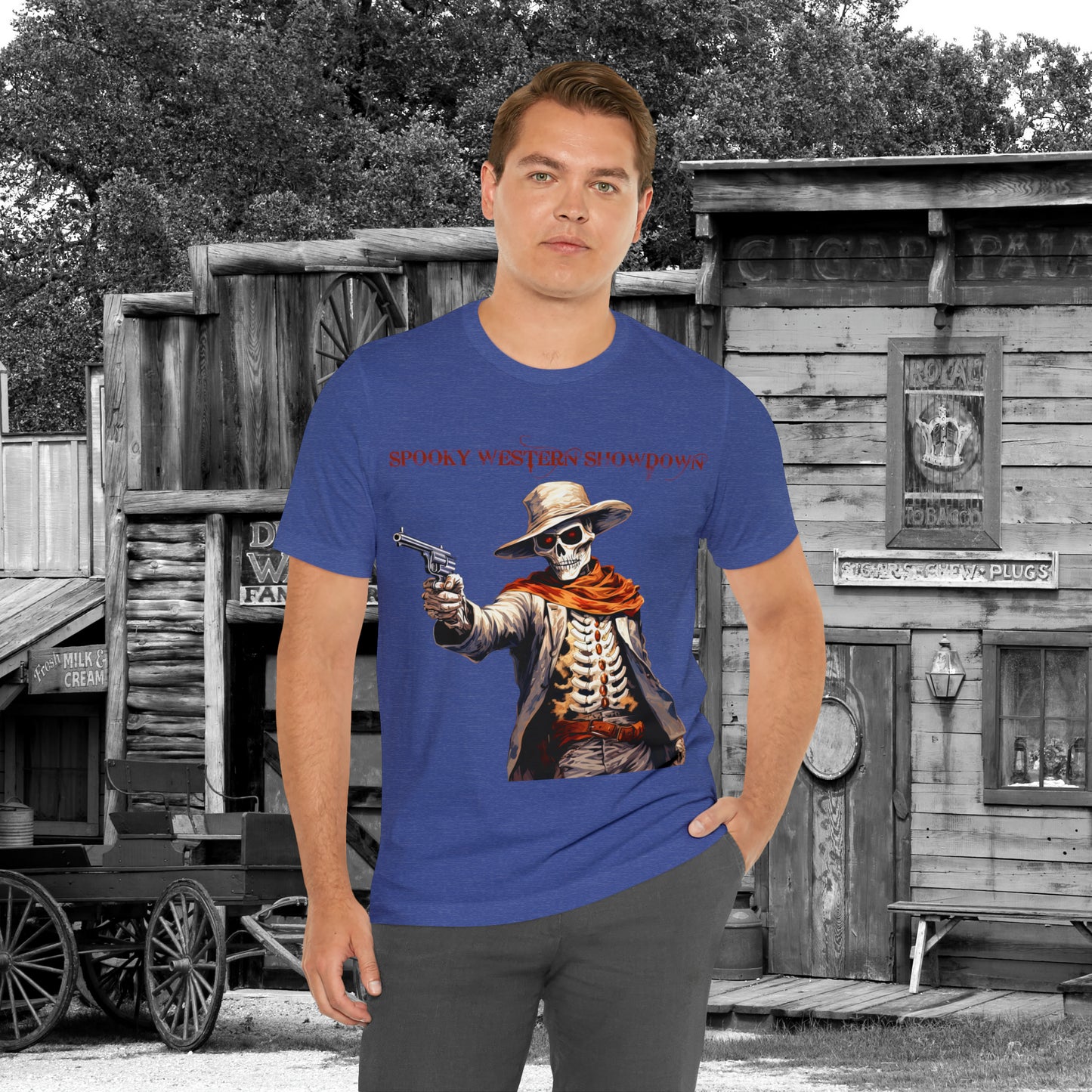 Spooky Western Showdown Western Halloween Unisex Jersey Short Sleeve Tee Gifts For Her Gifts For Him