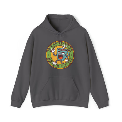DirkyThreadz Coffee Lover's Hoodie - Playful Cartoon Design for Caffeine Enthusiasts"