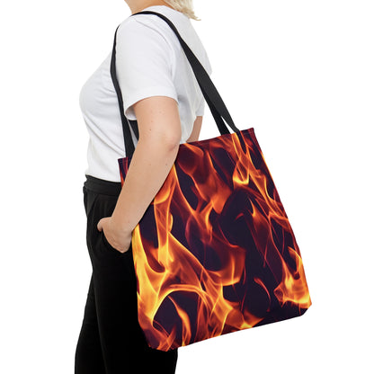 Fierce Fashion: All-Over Flames Tote Bag - Carry the Heat! Tote Bag (AOP)