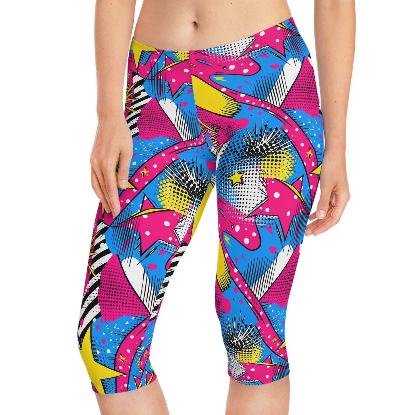 🌟 Abstract Pop Art Capri Leggings: A Fusion of Style and Comfort! Women's Capri Leggings (AOP)