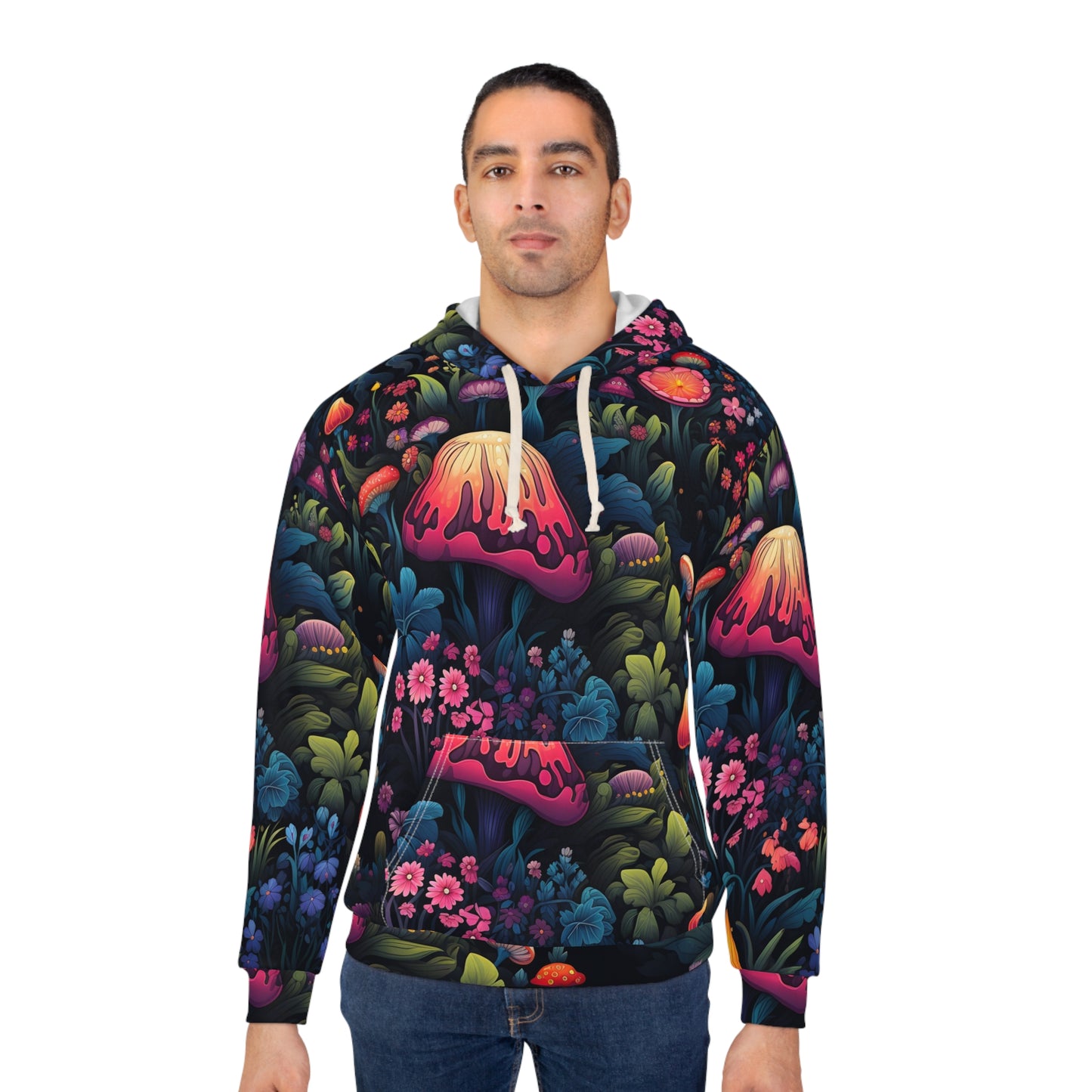 Fairy Tale Magical Forest With Colorful Mushrooms Unisex Pullover Hoodie (AOP)